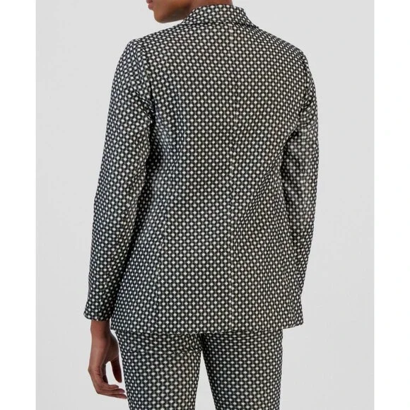 Anne Klein Women's Black Jacquard Button Open-Front Blazer Jacket Size XL - Picture 2 of 3